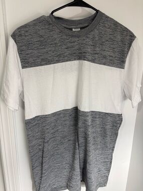 Men's Gray & White Block Crewneck Tee